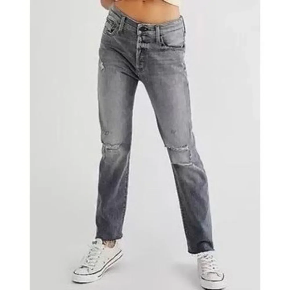 Mother The Scrapper Cuff Ankle Fray Jeans Unstitched in the Dark